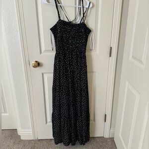 Abercrombie & Fitch Black Dot Smocked Maxi Dress XL